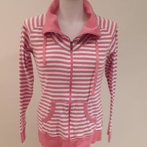 Columbia jacket, coral / white stripe, size small, full zip
